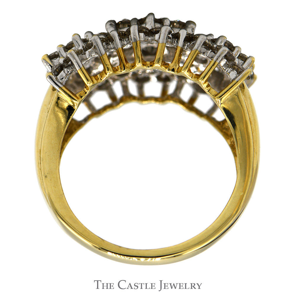 1.75cttw Round Diamond Cluster Band in 10k Yellow Gold