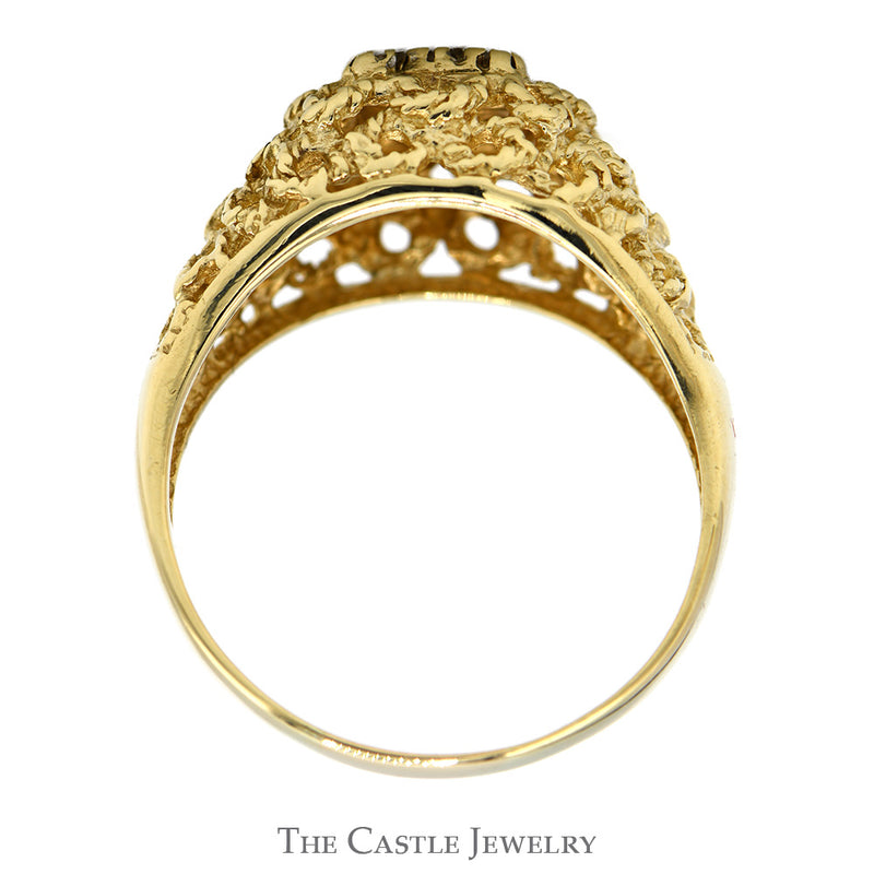 Rectangular Diamond Cluster Ring with Open Nugget Sides in 10k Yellow Gold