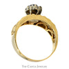 7 Diamond Flower Cluster Ring with Open Lattice Sides in 10k Yellow Gold - Thumbnail 2
