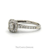 Illusion Set Diamond Engagement Ring with Diamond Halo and Accented Sides in 10k White Gold - Thumbnail 3
