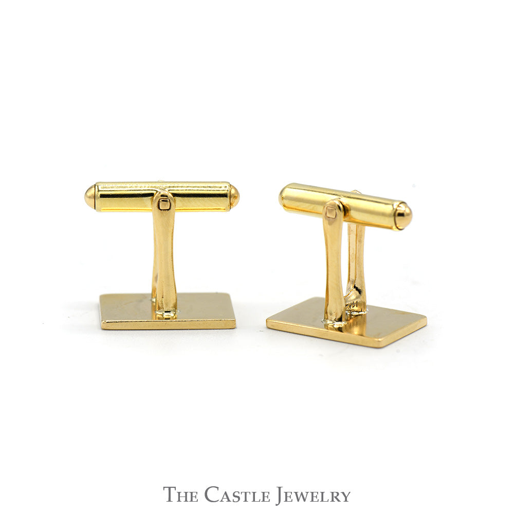 Rectangular Polished 14k Yellow Gold Cuff Links