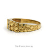 Illusion Set Diamond Accented Textured Nugget Designed Ring in 10k Yellow Gold - Thumbnail 3