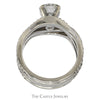 Round Diamond Solitaire Bridal Set with Diamond Accented Twisted Sides and Matching Soldered Diamond Band in 14k White Gold - Thumbnail 2