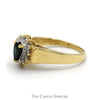 Pear Cut Sapphire Ring with Diamond Halo in 10k Yellow Gold - Thumbnail 3