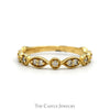 Diamond Accented Stackable Band with Beaded Edges in 14k Yellow Gold - Thumbnail 1