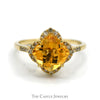 Le Vian Cushion Cut Citrine Ring with Diamond Halo and Accented Sides in 14k Yellow Gold - Thumbnail 1
