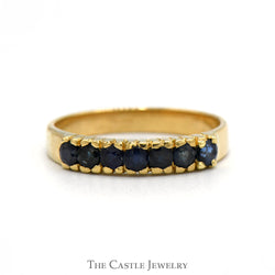 7 Round Sapphire Band in 18k Yellow Gold