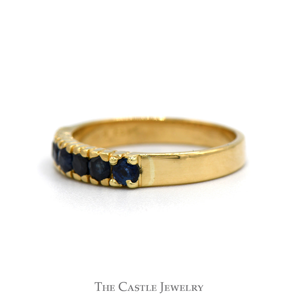 7 Round Sapphire Band in 18k Yellow Gold