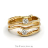 Open Wavy Multi Row Ring with 1/2cttw Diamond Accents in 14k Yellow Gold - Thumbnail 1