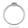 Oval Shaped Round & Baguette Diamond Cluster Ring with Beaded Sides in 10k White Gold - Thumbnail 2