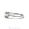 Oval Shaped Round & Baguette Diamond Cluster Ring with Beaded Sides in 10k White Gold - Thumbnail 3