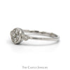 Oval Shaped Diamond Cluster Ring with Beaded Edges & Accented Sides in 10k White Gold - Thumbnail 3