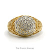 Diamond Kentucky Cluster Ring with Open Filigree Sides in 10k Yellow Gold - Thumbnail 1