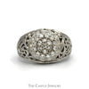 1/2cttw 19 Diamond Kentucky Cluster Ring with Open Filigree Sides in 10k White Gold - Thumbnail 1
