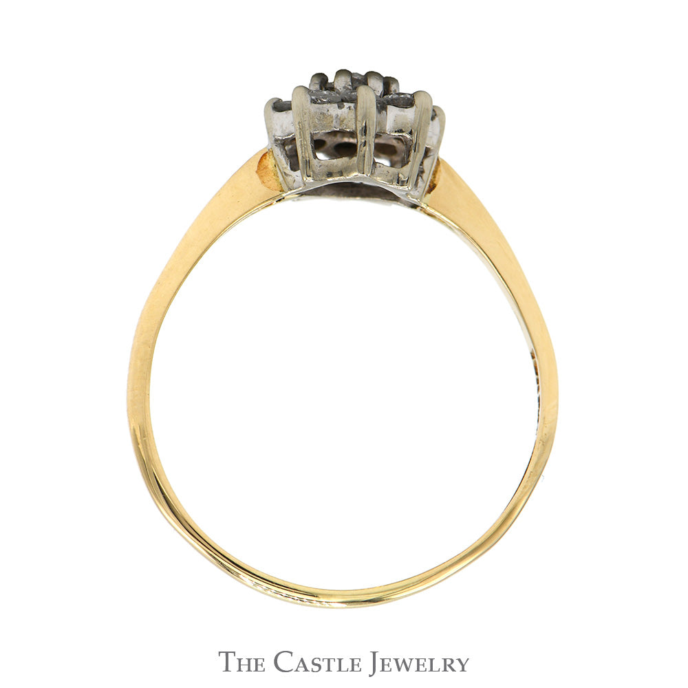 Round Diamond Flower Cluster Ring in 10k Yellow Gold