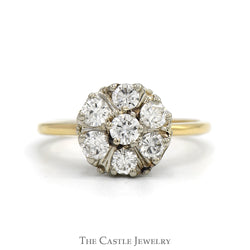 1cttw 7 Round Diamond Cluster Ring in 14k Yellow Gold