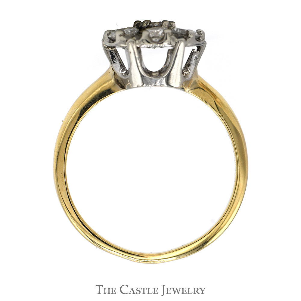 1cttw 7 Round Diamond Cluster Ring in 14k Yellow Gold