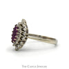 Marquise Shaped Ruby Ring with Double Diamond Halo in 14k White Gold - Thumbnail 3