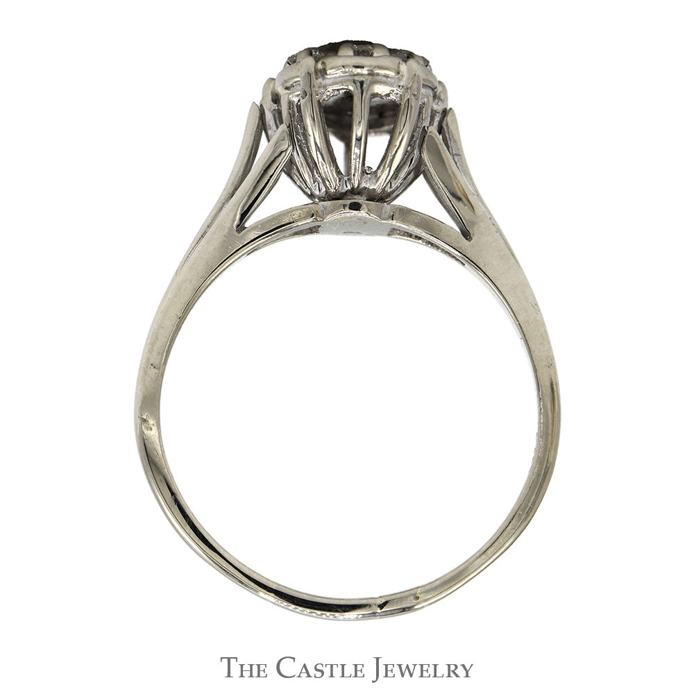 1/4cttw Oval Shaped 7 Diamond Cluster Ring in 14k White Gold