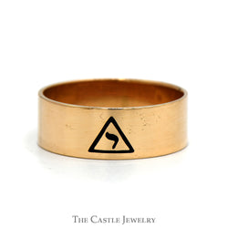 8mm Wide Band with Black Enamel Yod Masonic Symbol in 10k Yellow Gold