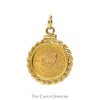 1980 Krugerrand Coin Pendant with Rope Designed Bezel in 10k Yellow Gold - Thumbnail 1