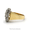Double Row .98cttw Diamond Cluster Ring in 14k Yellow Gold Cathedral Mounting - Thumbnail 3