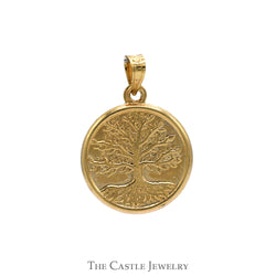 Tree of Life Disc Charm Pendant in 14k Yellow Gold