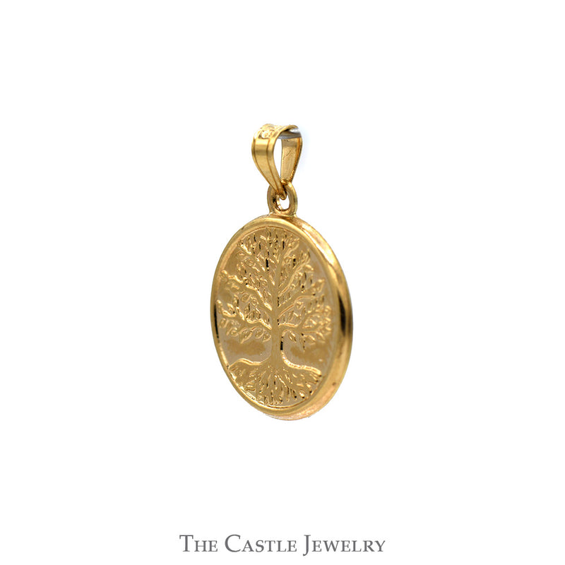 Tree of Life Disc Charm Pendant in 14k Yellow Gold