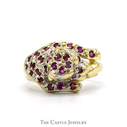 Leopard Designed Ring with Ruby Spots in 10k Yellow Gold