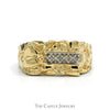 Nugget Style Men's Ring with Illusion Set Diamond Accents in 10k Yellow Gold - Thumbnail 1