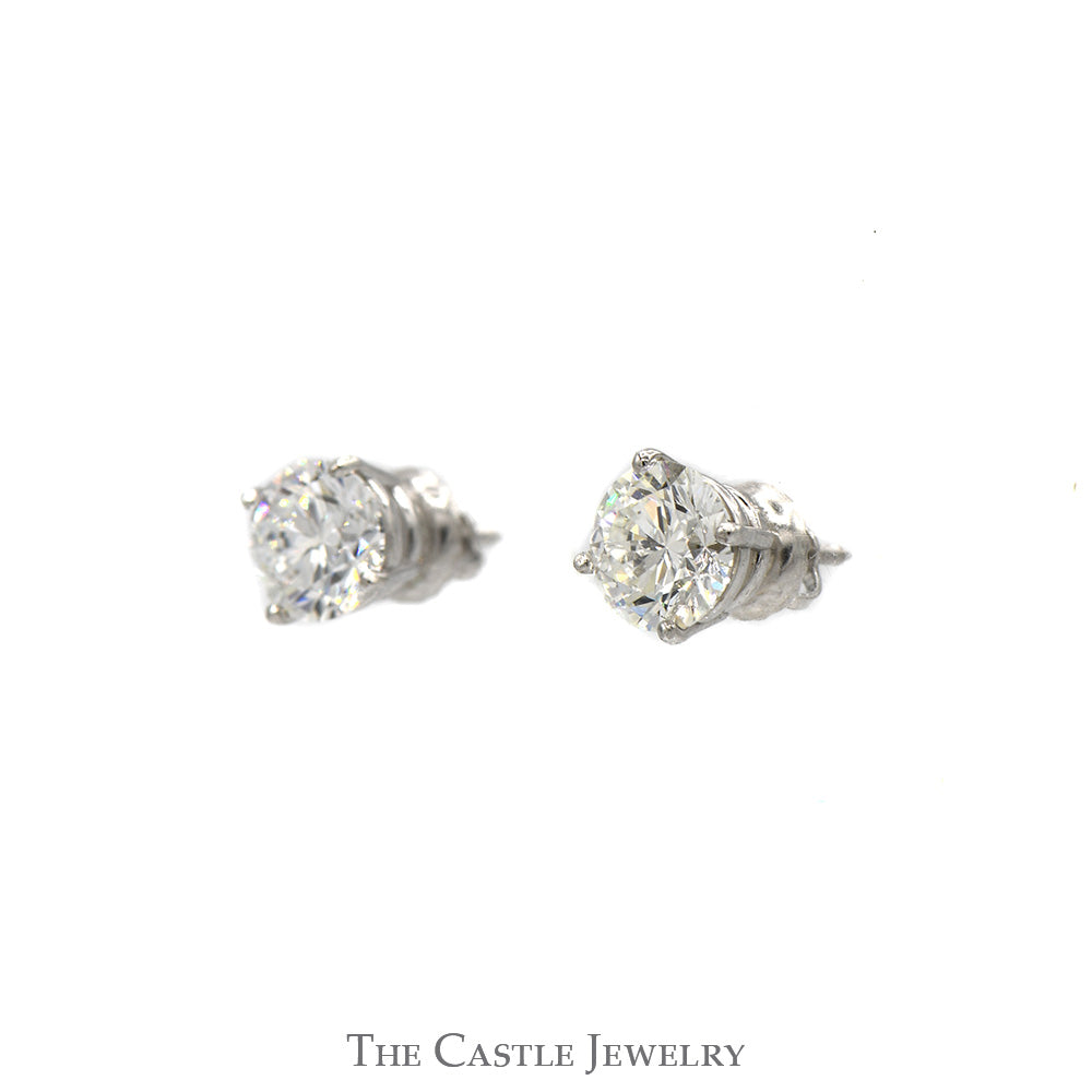 2cttw Round Brilliant Cut Lab Grown Diamond Stud Earrings in 14k White Gold