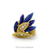 Round Diamond and Marquise Lapis Cartier Designer Cluster Ring in 18k Yellow Gold - Thumbnail 1