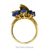 Round Diamond and Marquise Lapis Cartier Designer Cluster Ring in 18k Yellow Gold - Thumbnail 2