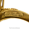 Round Diamond and Marquise Lapis Cartier Designer Cluster Ring in 18k Yellow Gold - Thumbnail 3
