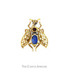 Authentic Vintage Van Cleef & Arpels Designer Bee Brooch with Sapphire, Ruby & Diamonds in 18k Yellow Gold - Thumbnail 2