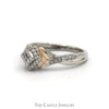 1/4cttw Princess Cut Invisi-set Diamond Cluster Ring with Accented Sides in Two Tone 10k White & Rose Gold - Thumbnail 3