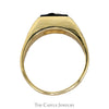 Rectangular Black Onyx Men's Ring with Diamond Accent in 10k Yellow Gold - Thumbnail 2