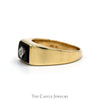 Rectangular Black Onyx Men's Ring with Diamond Accent in 10k Yellow Gold - Thumbnail 3