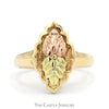 Two Toned Double Leaf Designed Ring in 10k Yellow & Rose Gold - Thumbnail 1