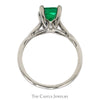 Princess Cut Synthetic Emerald Solitaire Ring in 14k White Gold Twisted Mounting - Thumbnail 2
