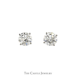 5cttw Round Brilliant Cut Lab Grown Diamond Stud Earrings in 14k White Gold Screw Backs