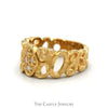 Open Nugget Style Ring with Cubic Zirconia Cluster in 14k Yellow Gold - Thumbnail 3
