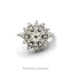 1/2cttw Starburst Diamond Cluster Ring in 14k White Gold - Thumbnail 1