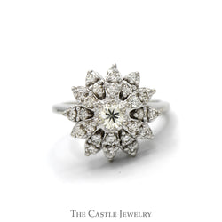 1/2cttw Starburst Diamond Cluster Ring in 14k White Gold