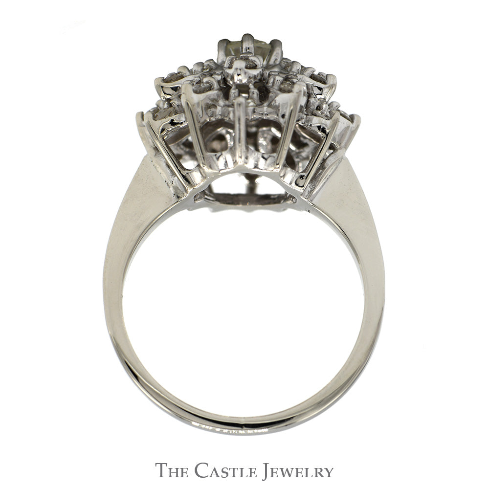 1/2cttw Starburst Diamond Cluster Ring in 14k White Gold