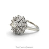 1/2cttw Starburst Diamond Cluster Ring in 14k White Gold - Thumbnail 3