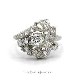 1/2cttw Freeform Diamond Cluster Ring in 14k White Gold