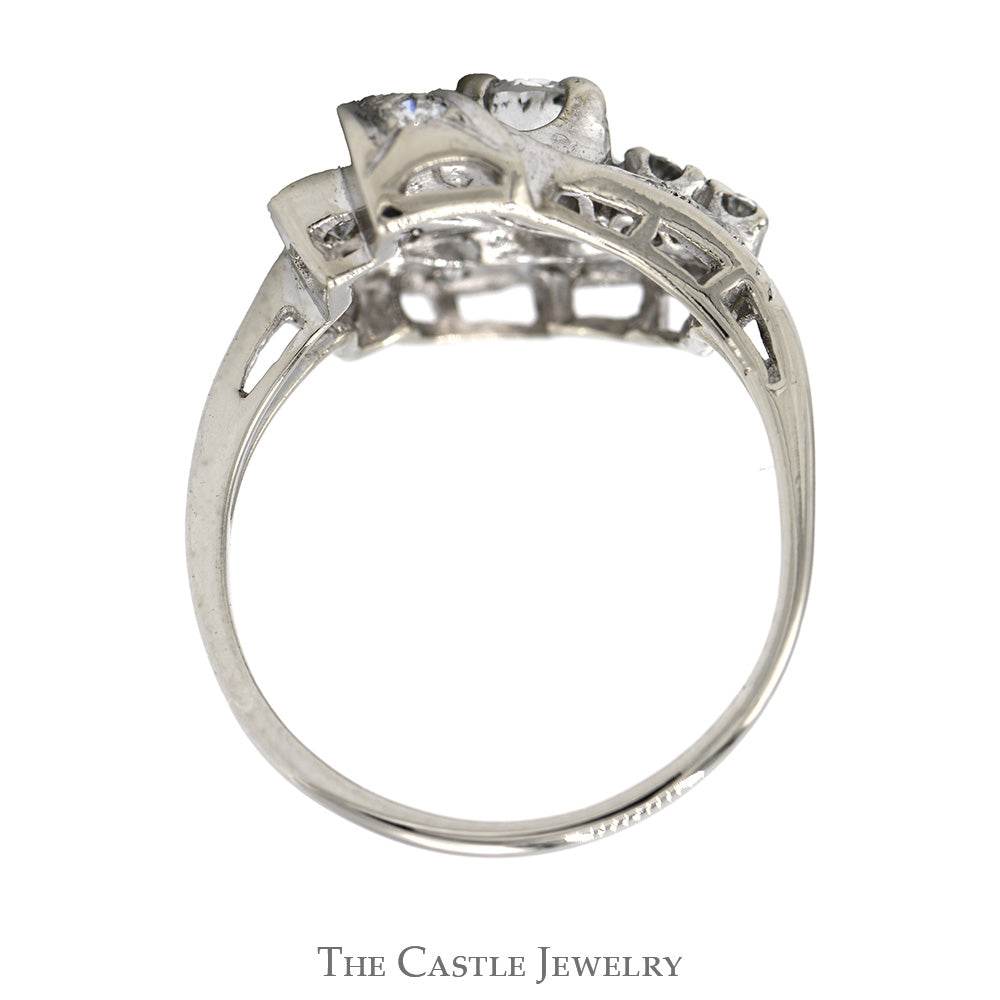 1/2cttw Freeform Diamond Cluster Ring in 14k White Gold