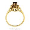Pear Cut Ruby Ring with Baguette and Round Diamond Halo in 14k Yellow Gold - Thumbnail 2
