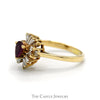 Pear Cut Ruby Ring with Baguette and Round Diamond Halo in 14k Yellow Gold - Thumbnail 3
